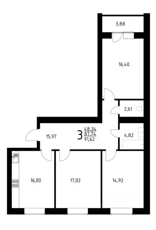 3-к кв. Саратовская область, Энгельс Одесская ул., 87 (91.62 м) - Фото 0