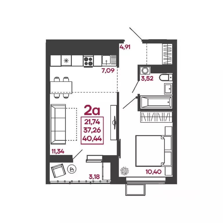 2-к кв. Пензенская область, Пенза ул. Измайлова, 41Б (40.44 м) - Фото 1