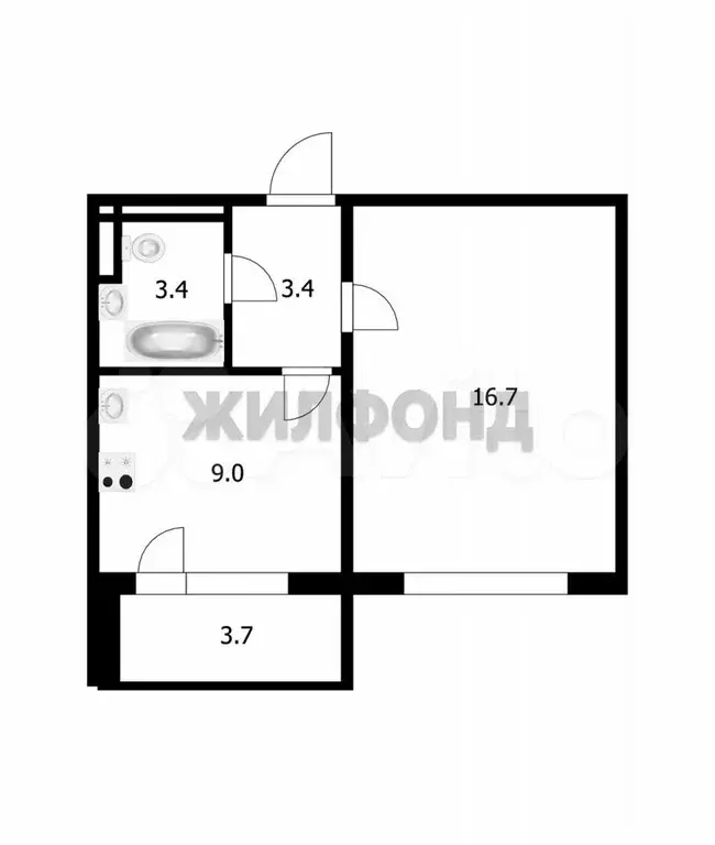 1-к. квартира, 32,5 м, 2/10 эт. - Фото 0