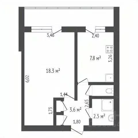 1-к кв. Кемеровская область, Кемерово ул. Веры Волошиной, 39 (44.3 м) - Фото 1