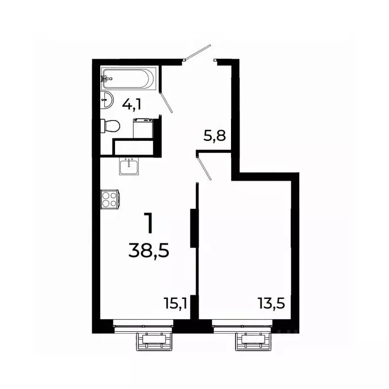 1-к кв. Нижегородская область, Нижний Новгород ул. Коперника, 15 (38.5 ... - Фото 1