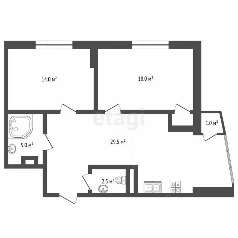 2-к кв. Ханты-Мансийский АО, Сургут Университетская ул., 11 (62.0 м) - Фото 1