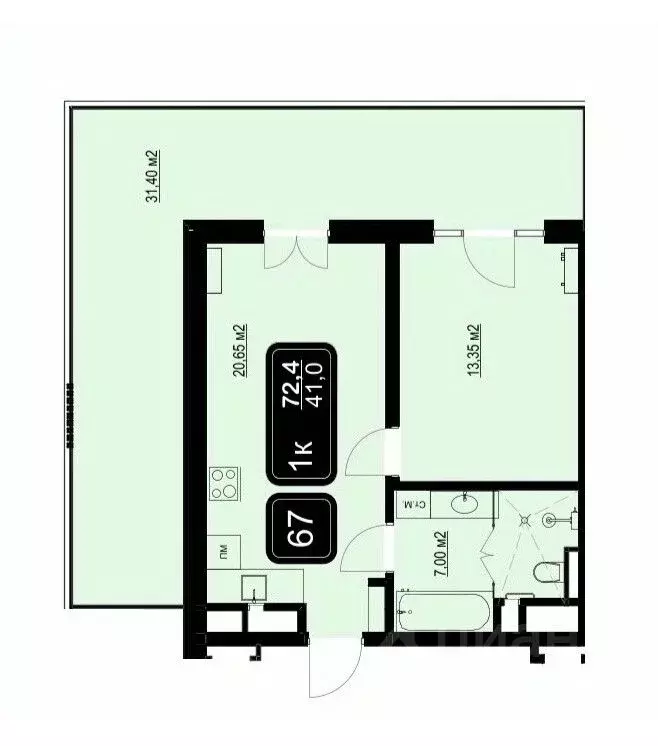 1-к кв. Краснодарский край, Анапа Пионерский просп. (72.4 м) - Фото 1
