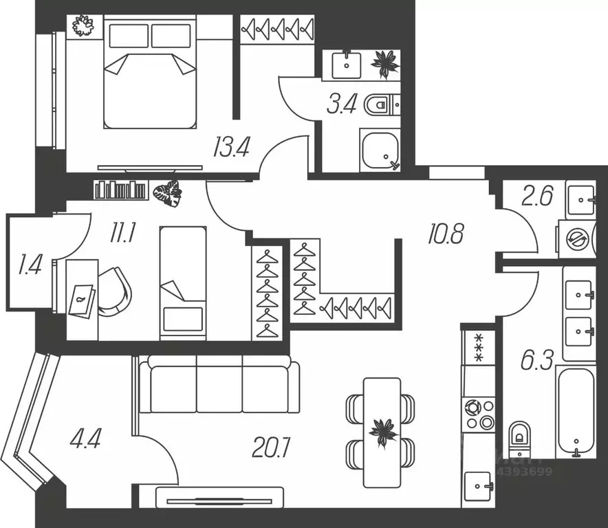 3-к кв. Тульская область, Тула ул. Михеева (74.1 м) - Фото 0