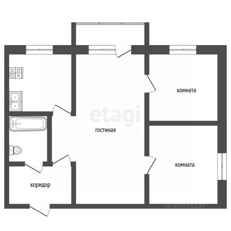 3-к кв. Пермский край, Добрянка ул. Копылова, 57 (42.9 м) - Фото 0
