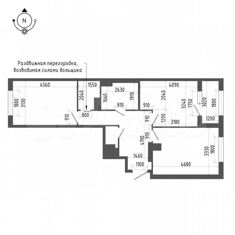 2-к. квартира, 64,6 м, 13/18 эт. - Фото 1