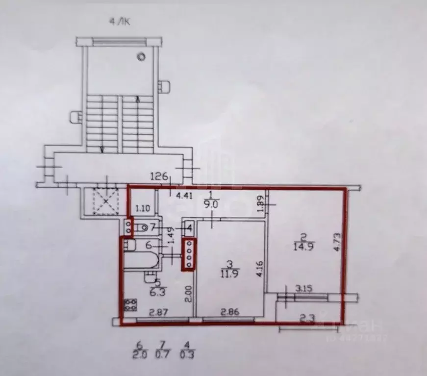 2-к кв. Санкт-Петербург ул. Пионерстроя, 6 (45.1 м) - Фото 2