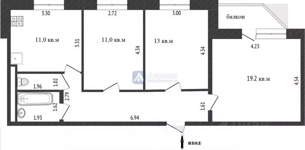 3-к кв. Тюменская область, Тюмень ул. Николая Ростовцева, 2 (72.5 м) - Фото 1