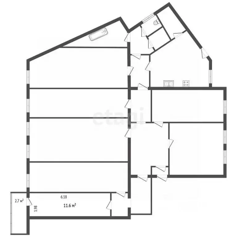 Комната Санкт-Петербург наб. Реки Фонтанки, 183 (11.6 м) - Фото 2