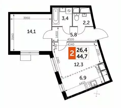 1-к кв. Московская область, Ленинский городской округ, пос. Развилка ... - Фото 2