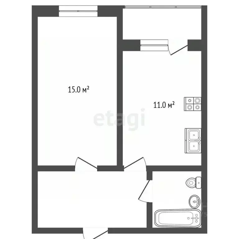 1-к кв. Тамбовская область, Тамбовский муниципальный округ, д. Крутые ... - Фото 1