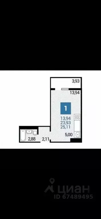 Студия Краснодарский край, Анапа ул. Ленина, 237 (28.0 м) - Фото 2