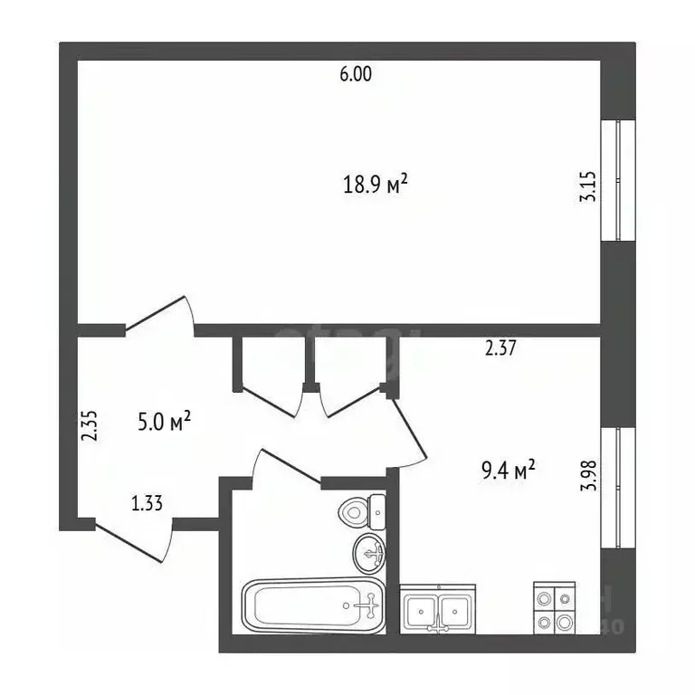1-к кв. Ямало-Ненецкий АО, Новый Уренгой Восточный мкр, 1/2 (38.8 м) - Фото 2