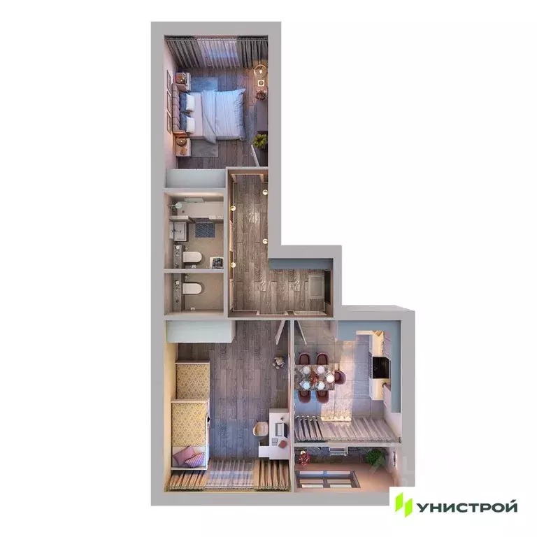 2-к кв. Татарстан, с. Высокая Гора ул. Ирека Миннахметова, 3 (58.56 м) - Фото 0