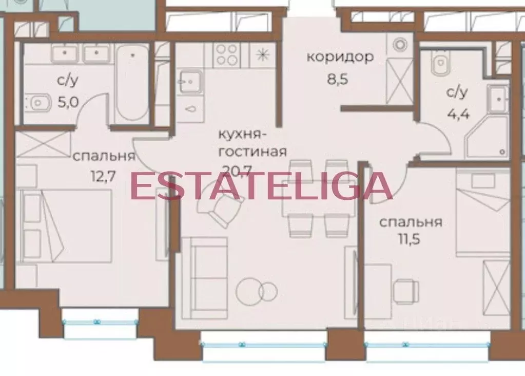 2-к кв. Москва ул. Нижние Мневники, 7 (63.0 м) - Фото 2