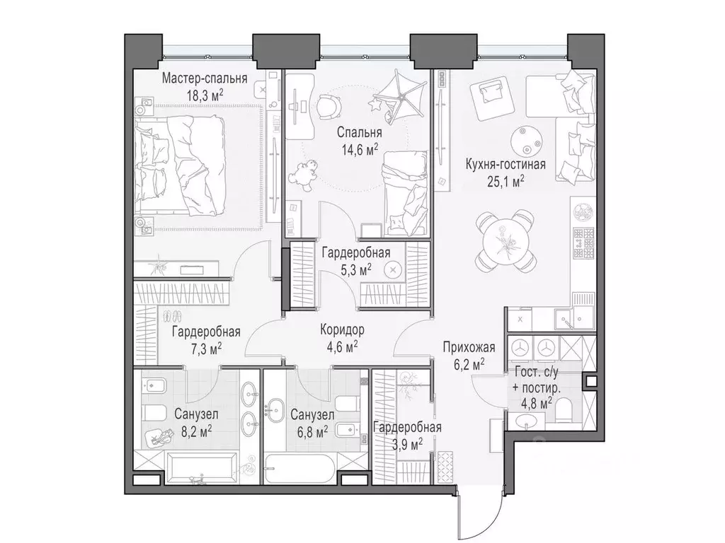 2-к кв. Москва 2-я Черногрязская ул. (106.0 м) - Фото 1