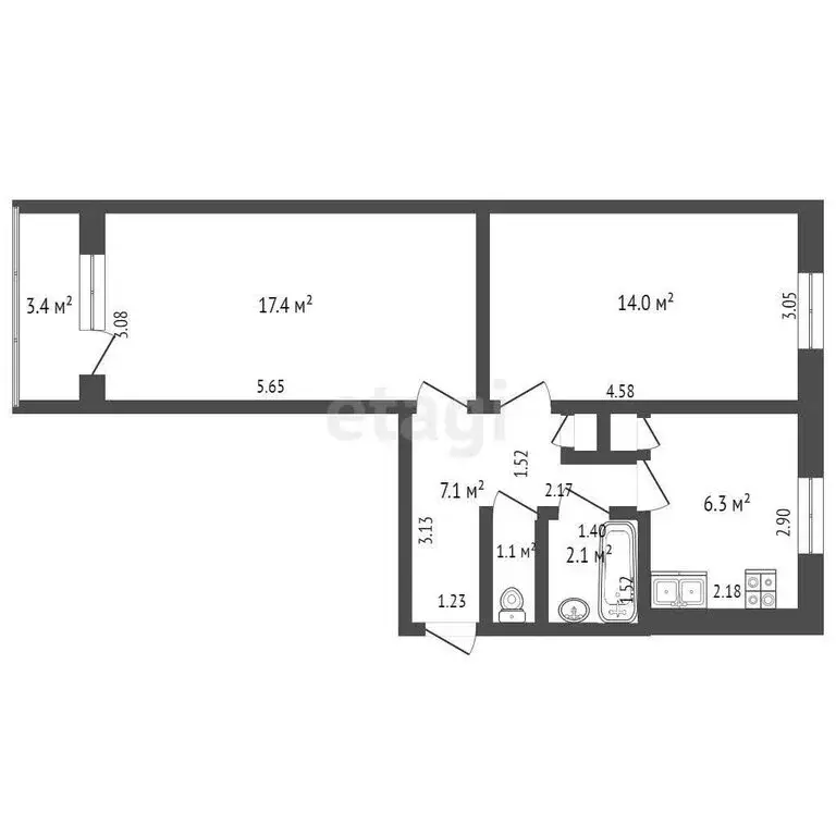 2-комнатная квартира: Самара, улица Авроры, 181 (48.4 м) - Фото 1