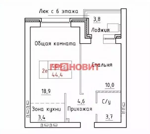 Квартира, 2 комнаты, 40.6 м - Фото 1