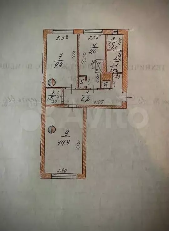 2-к. квартира, 43,3м, 1/2эт. - Фото 1