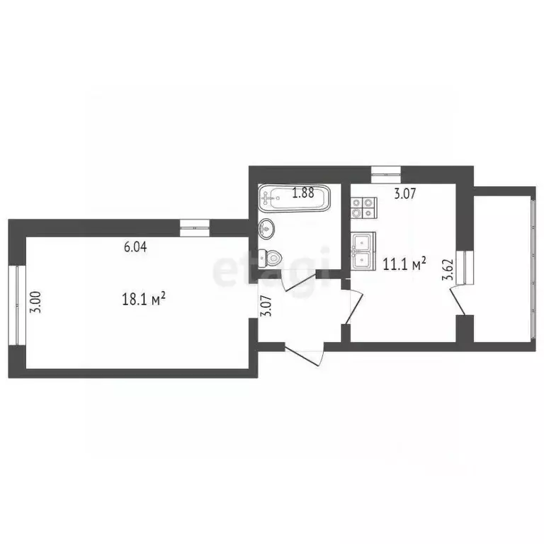 1-к кв. Коми, Сыктывкар ул. Карла Маркса, 177 (35.2 м) - Фото 1