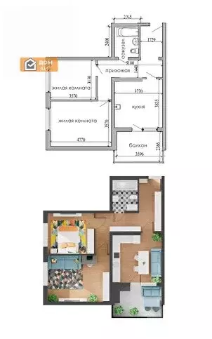 2-комнатная квартира: Евпатория, проспект Победы, 93 (64.17 м) - Фото 1
