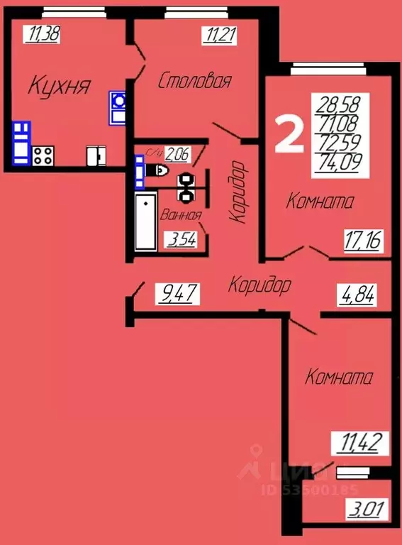 2-к кв. Смоленская область, Смоленск ул. Филатова, 3 (73.9 м) - Фото 0