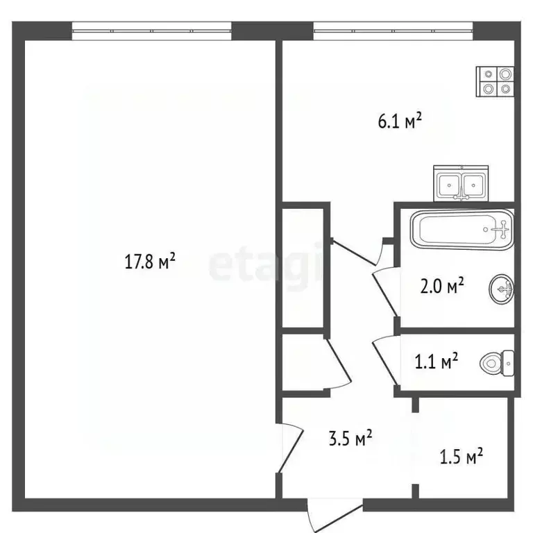 1-к кв. Санкт-Петербург ул. Жени Егоровой, 3К2 (34.0 м) - Фото 1