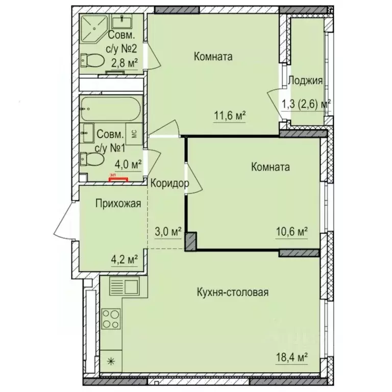 2-к кв. Удмуртия, Ижевск Буммаш жилрайон, Покровский жилой комплекс ... - Фото 1