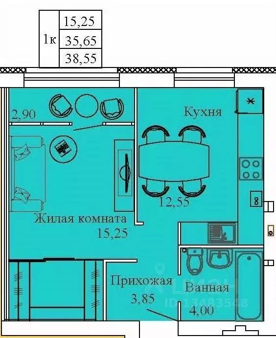 1-к кв. Ивановская область, Кохма Просторный мкр,  (38.55 м) - Фото 0