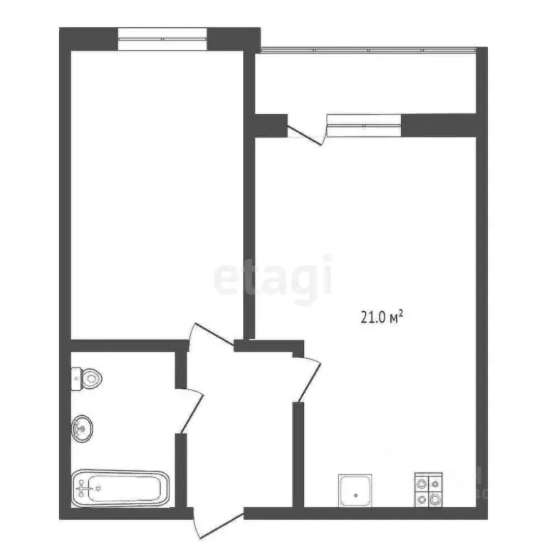 1-к кв. Тюменская область, Тюмень ул. Линейная, 17 (44.2 м) - Фото 2