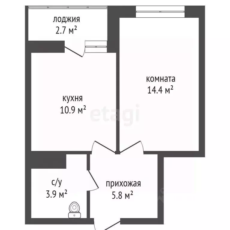 1-к кв. Красноярский край, Красноярск Октябрьская ул., 10 (38.0 м) - Фото 1