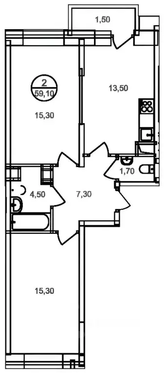 2-к кв. Московская область, Люберцы Зенино ЖК Самолет мкр, ул. Камова, ... - Фото 2