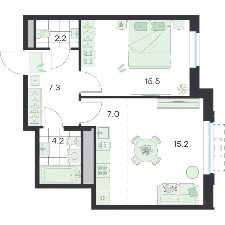 2-к кв. Московская область, Раменское G3 Михалевич жилой комплекс ... - Фото 1