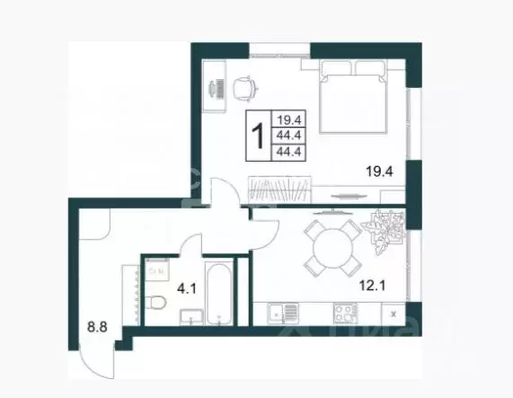 1-к кв. Липецкая область, Липецк Минская ул., 4Вк1 (45.0 м) - Фото 2