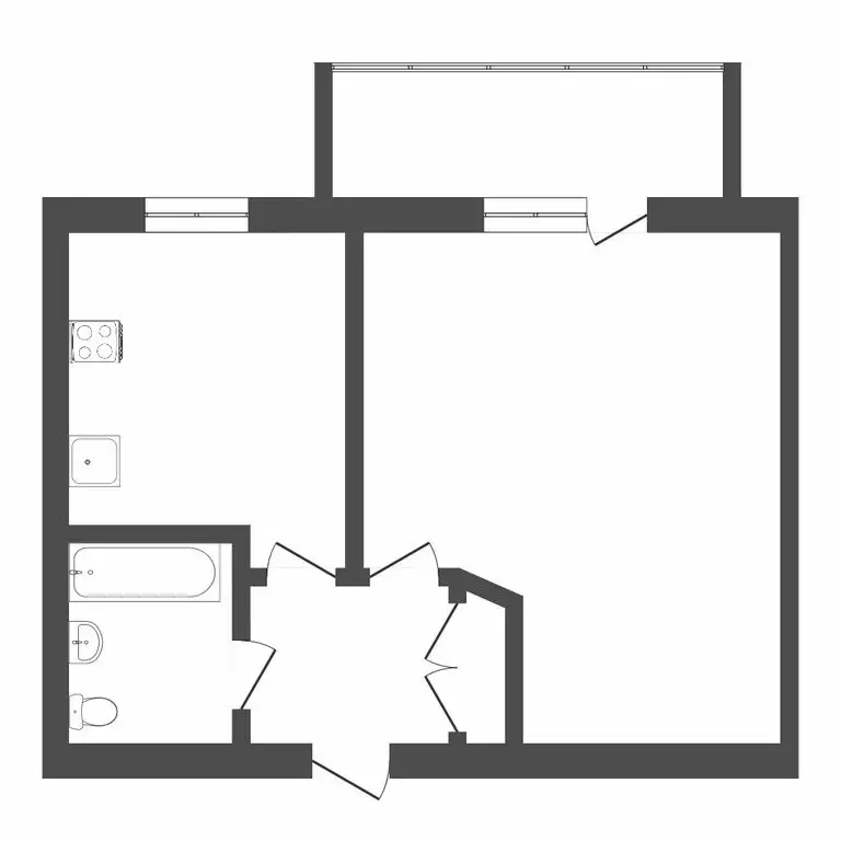 1-комнатная квартира: Тюмень, Полевая улица, 27 (33 м) - Фото 1