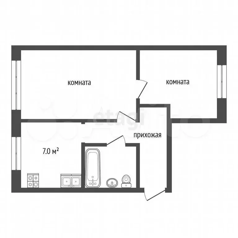 2-к. квартира, 45,5 м, 1/5 эт. - Фото 0