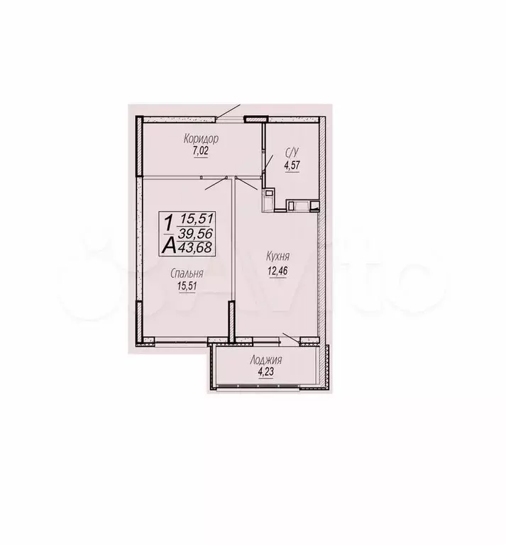 1-к. квартира, 43,7 м, 16/16 эт. - Фото 1