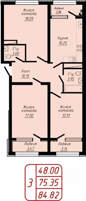 3-к кв. Ставропольский край, Кисловодск ул. 40 лет Октября, 37Б (84.82 ... - Фото 0
