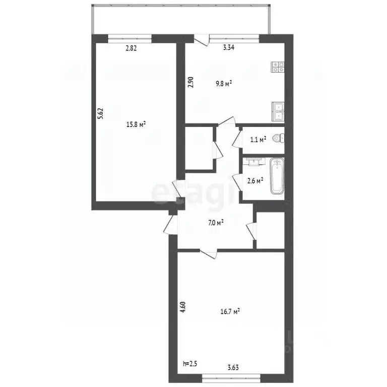 2-к кв. Крым, Симферопольский район, Добровское с/пос, с. Перевальное ... - Фото 1