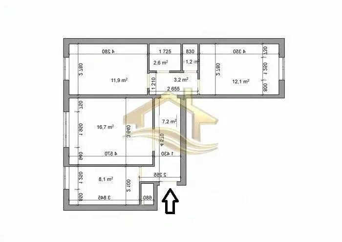Квартира, 3 комнаты, 67.09 м - Фото 0