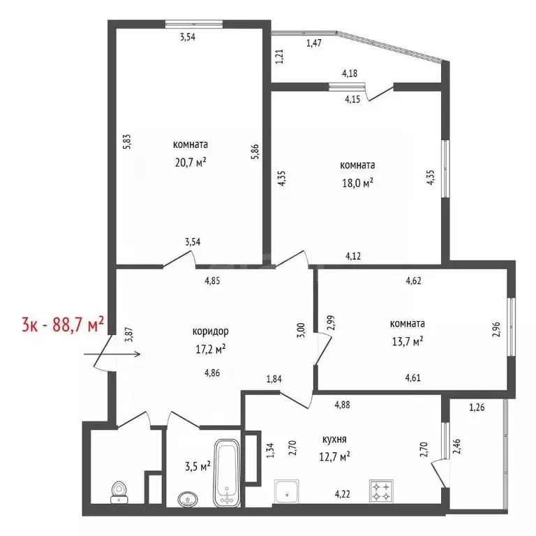 3-к кв. Свердловская область, Екатеринбург ул. Патриса Лумумбы, 6 ... - Фото 2