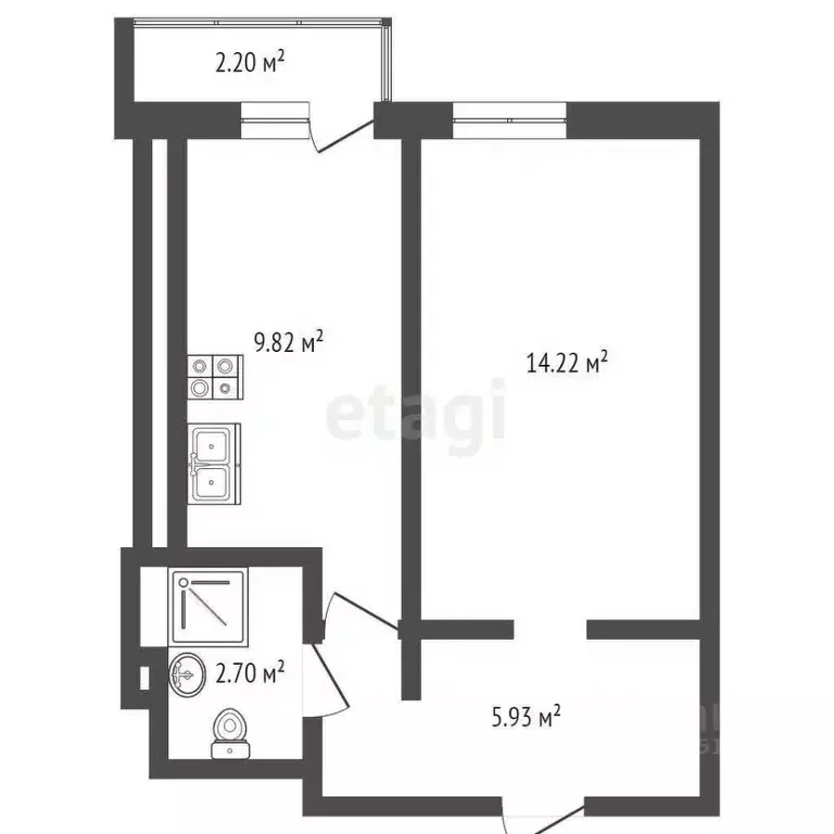 1-к кв. Ростовская область, Ростов-на-Дону ул. Петренко, 16А (37.0 м) - Фото 1