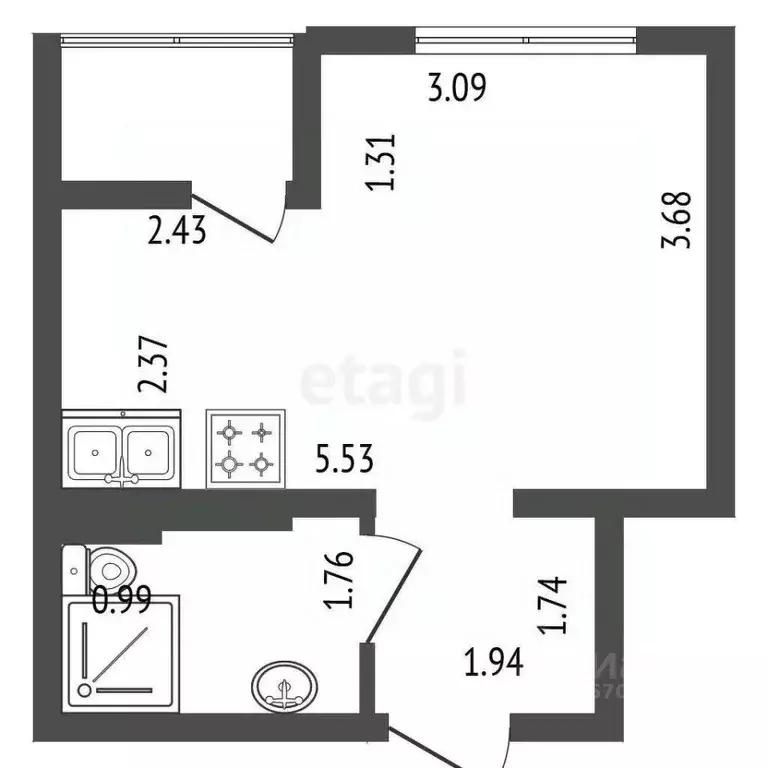 Студия Ленинградская область, Мурино Всеволожский район, бул. ... - Фото 1