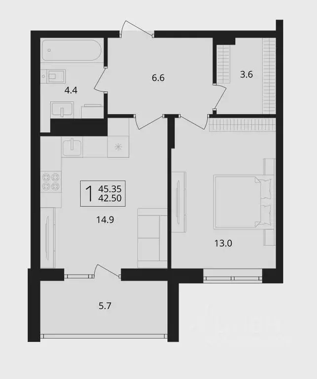 1-к кв. Брянская область, Брянский район, Снежское с/пос, пос. Путевка ... - Фото 1