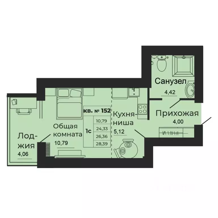 1-к кв. Ростовская область, Батайск  (26.36 м) - Фото 0