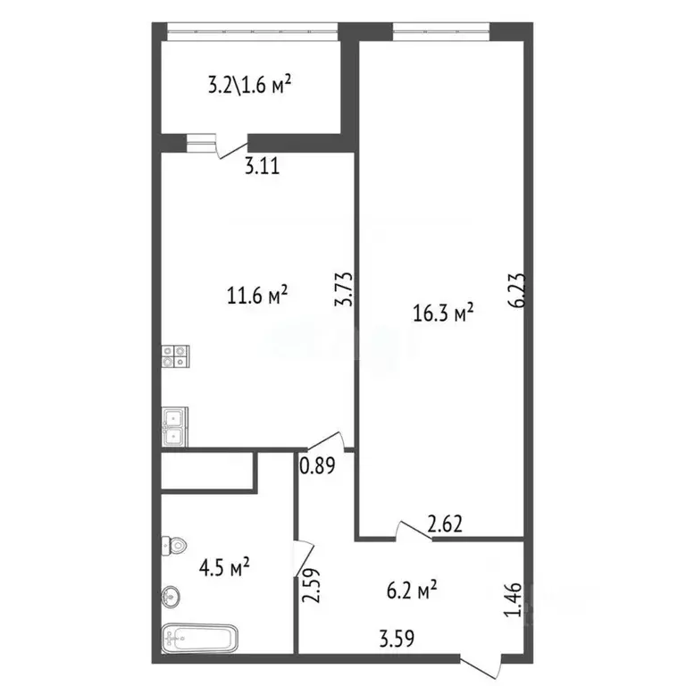 1-к кв. Санкт-Петербург ул. Крыленко, 1к1с4 (38.6 м) - Фото 1