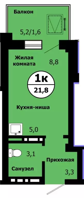 Продаётся квартира-студия, 21.8 м - Фото 1