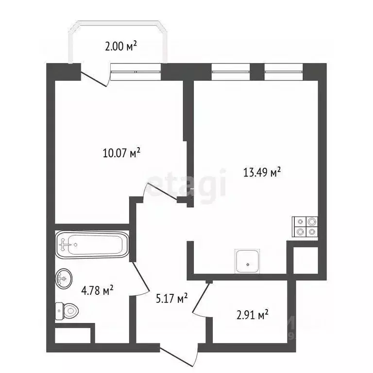 1-к кв. Тюменская область, Тюмень ул. Новоселов, 105 (36.5 м) - Фото 2