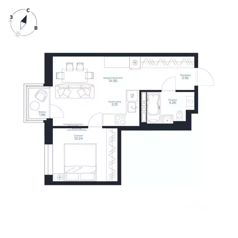 1-к кв. Приморский край, Владивосток Каскада жилой комплекс (40.08 м) - Фото 1