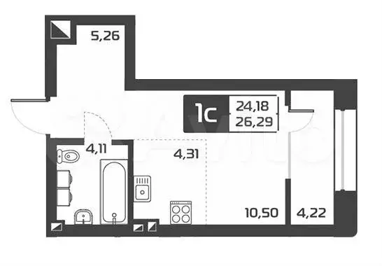 Квартира-студия, 26,1 м, 12/25 эт. - Фото 0